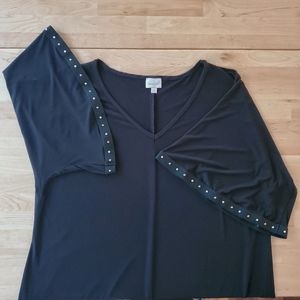 Flutter Sleeve Dress w/ Stud Trimming